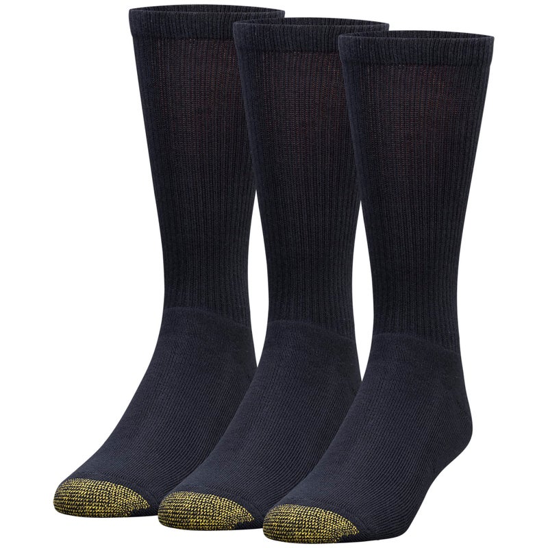 GOLDTOE Men's Uptown Crew Socks, 3-Pairs, Black, Large - Image 1